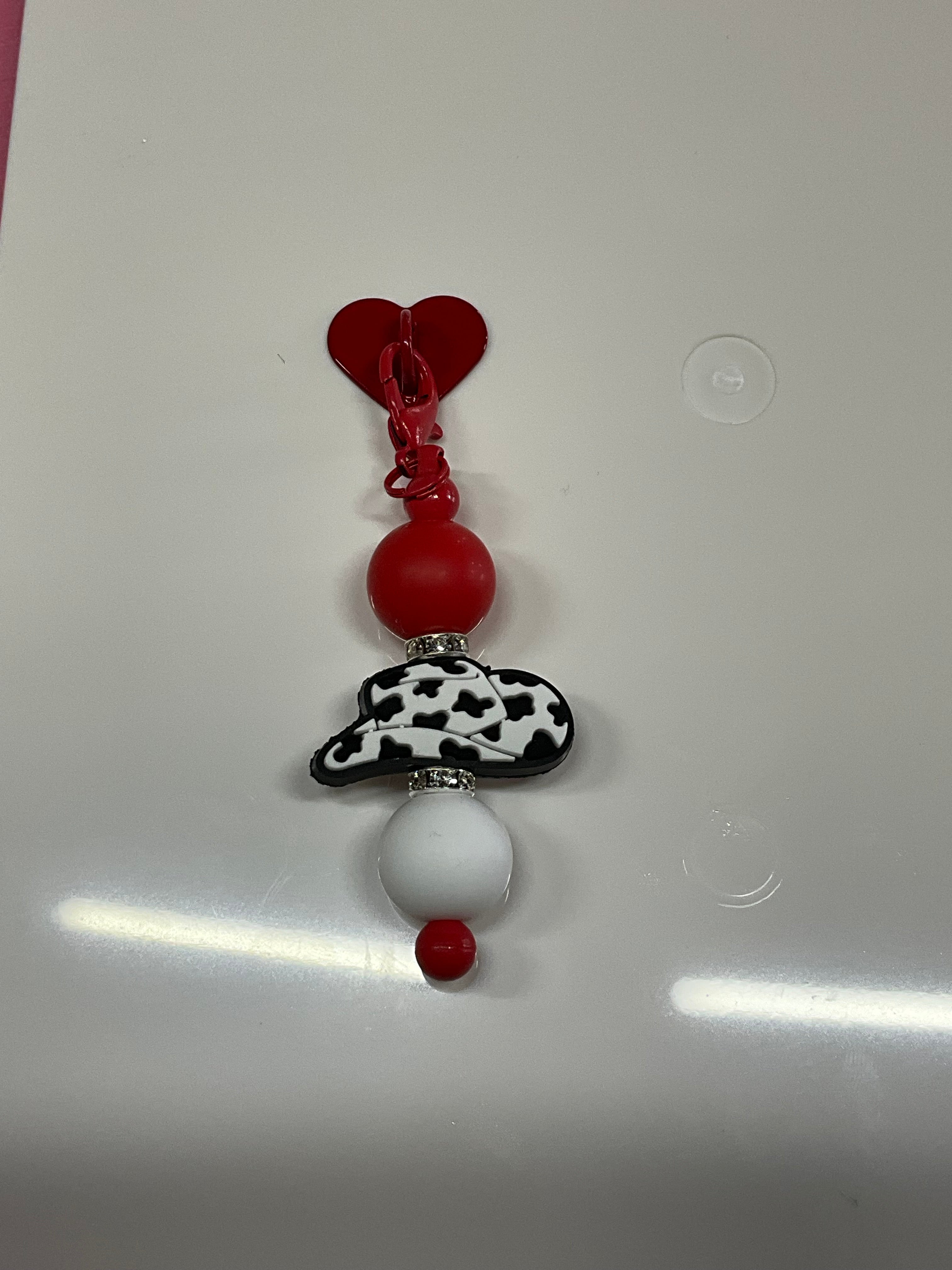 Red Cow print Cup Charm